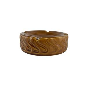 Vintage Ceramic Ashtray Caramel Glaze Collectible Tobacciana Decor MCM Unmarked